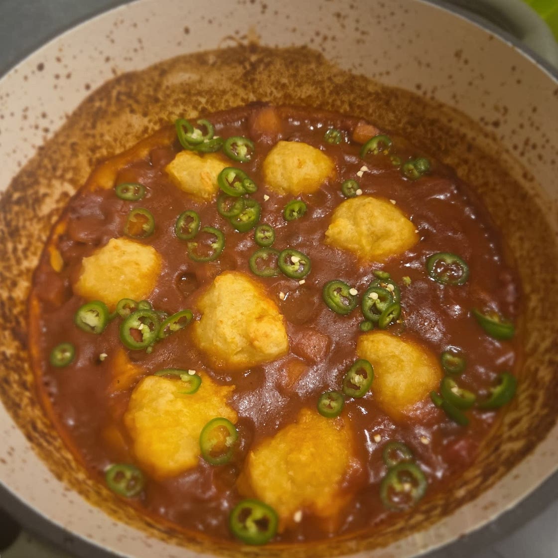 Chipotle sweet potato & black bean stew with cheddar dumplings
