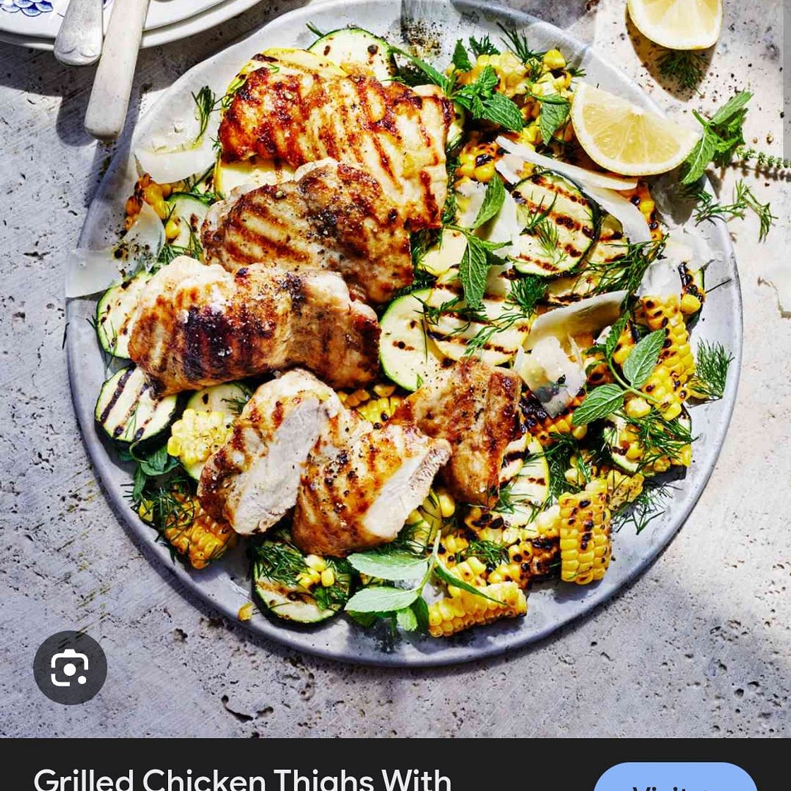 BBQ Chicken thighs and Summer Veggies