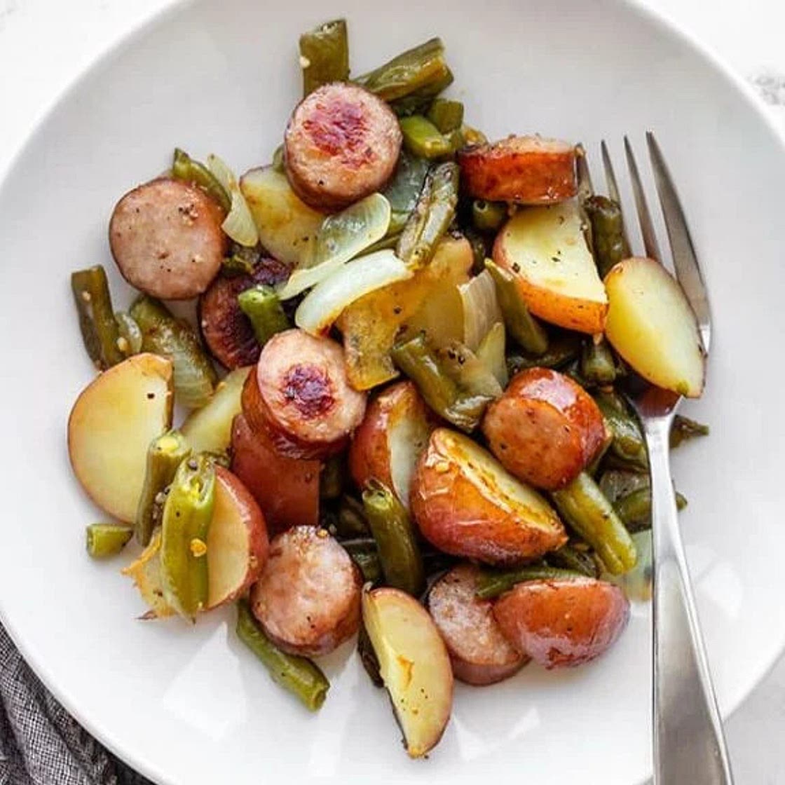 Sheet Pan Kielbasa Potatoes and Green Beans