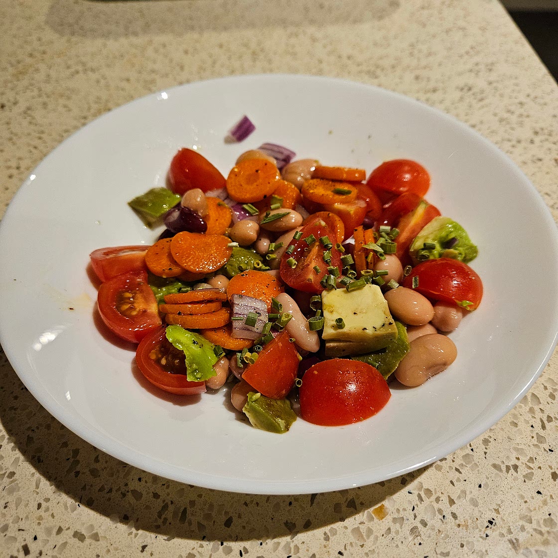 Chickpea and Avocado Salad with Roasted Carrots