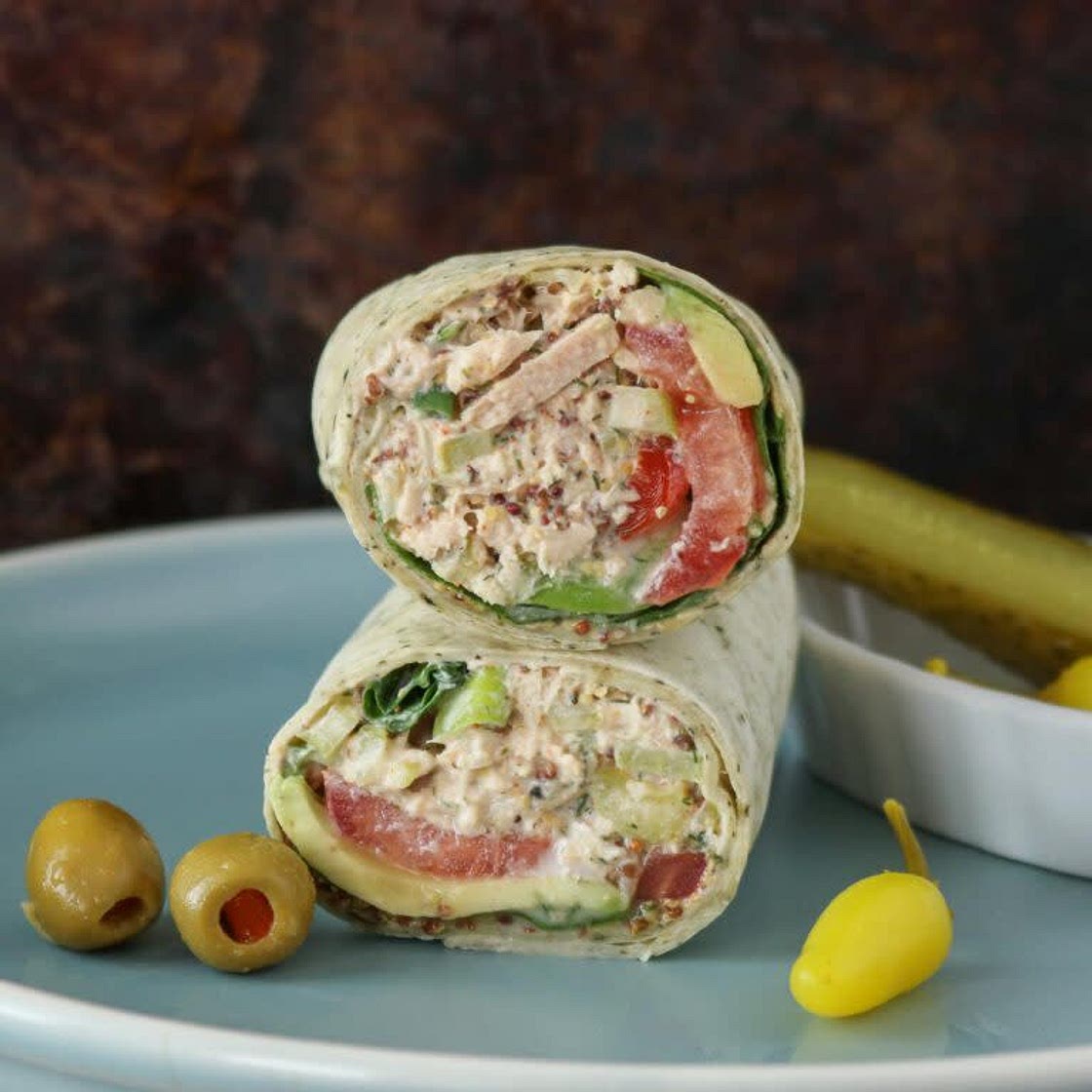 Tuna Salad Wrap with a side of Seasoned Chickpeas and Cherry Tomatoes