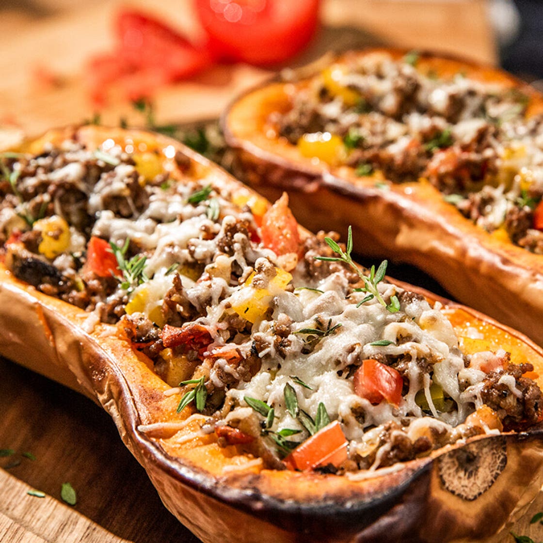 Ground Beef Stuffed Squash