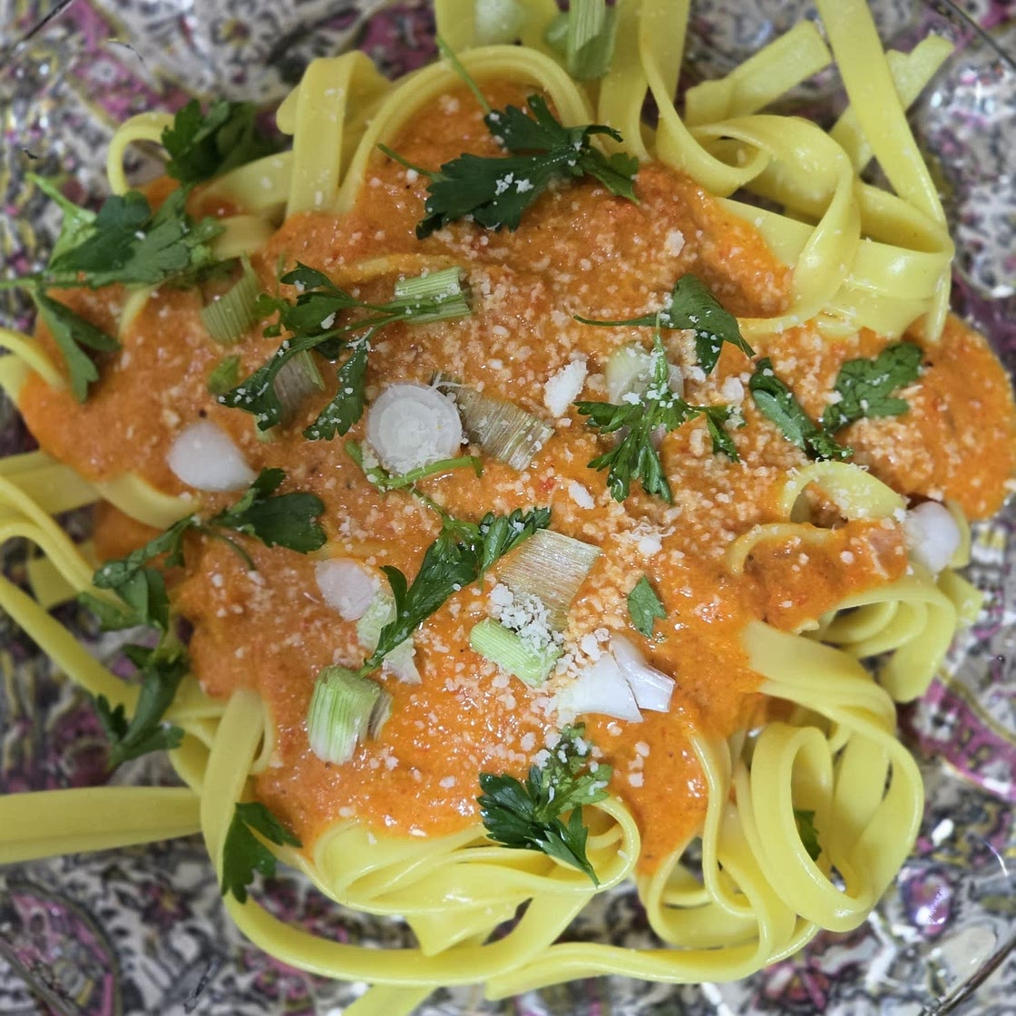 Vegan Roasted Red Pepper Pasta (GF)