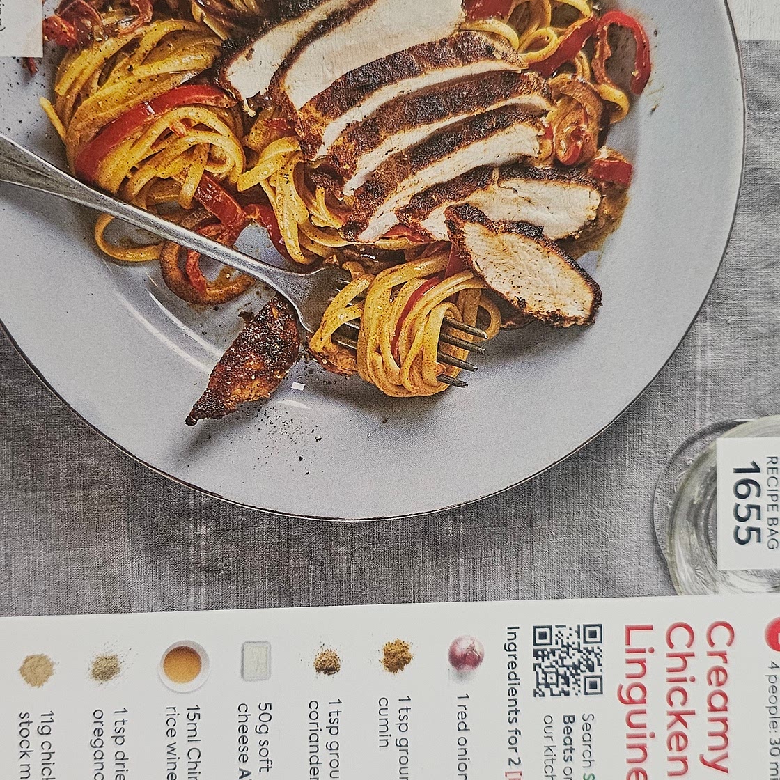 Creamy canon chicken and pepper linguine