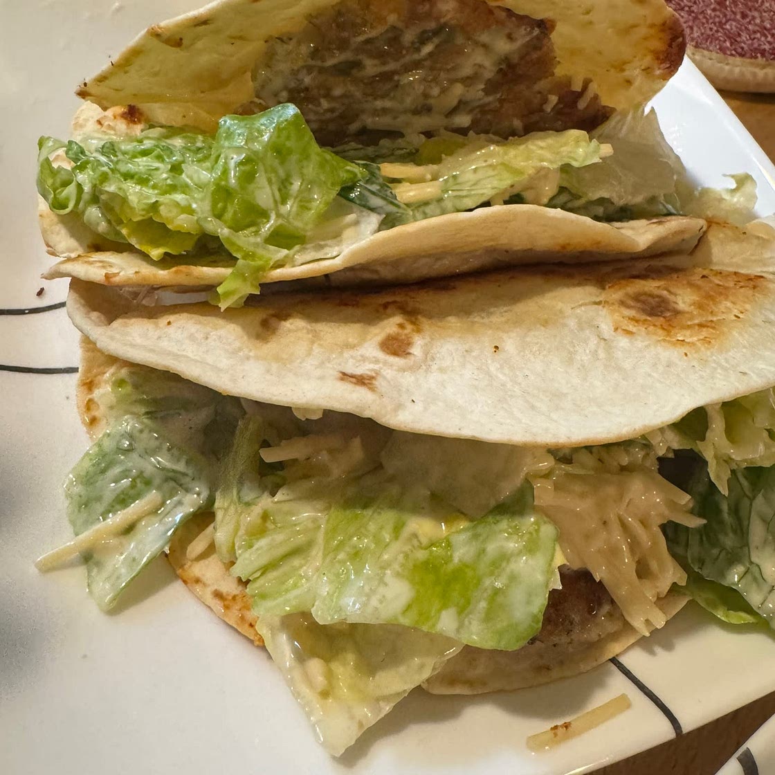 Blackstone Smashed Chicken Caesar Tacos
