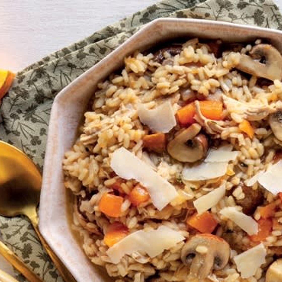 Risoto de peru e cogumelos