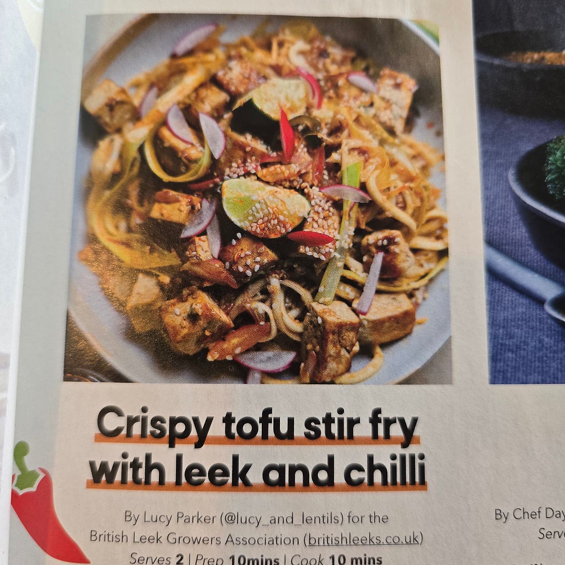Crispy tofu stir fry with leek and chilli