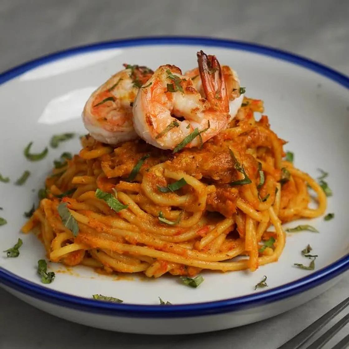 Laksa Shrimp Pasta Using Homemade Paste