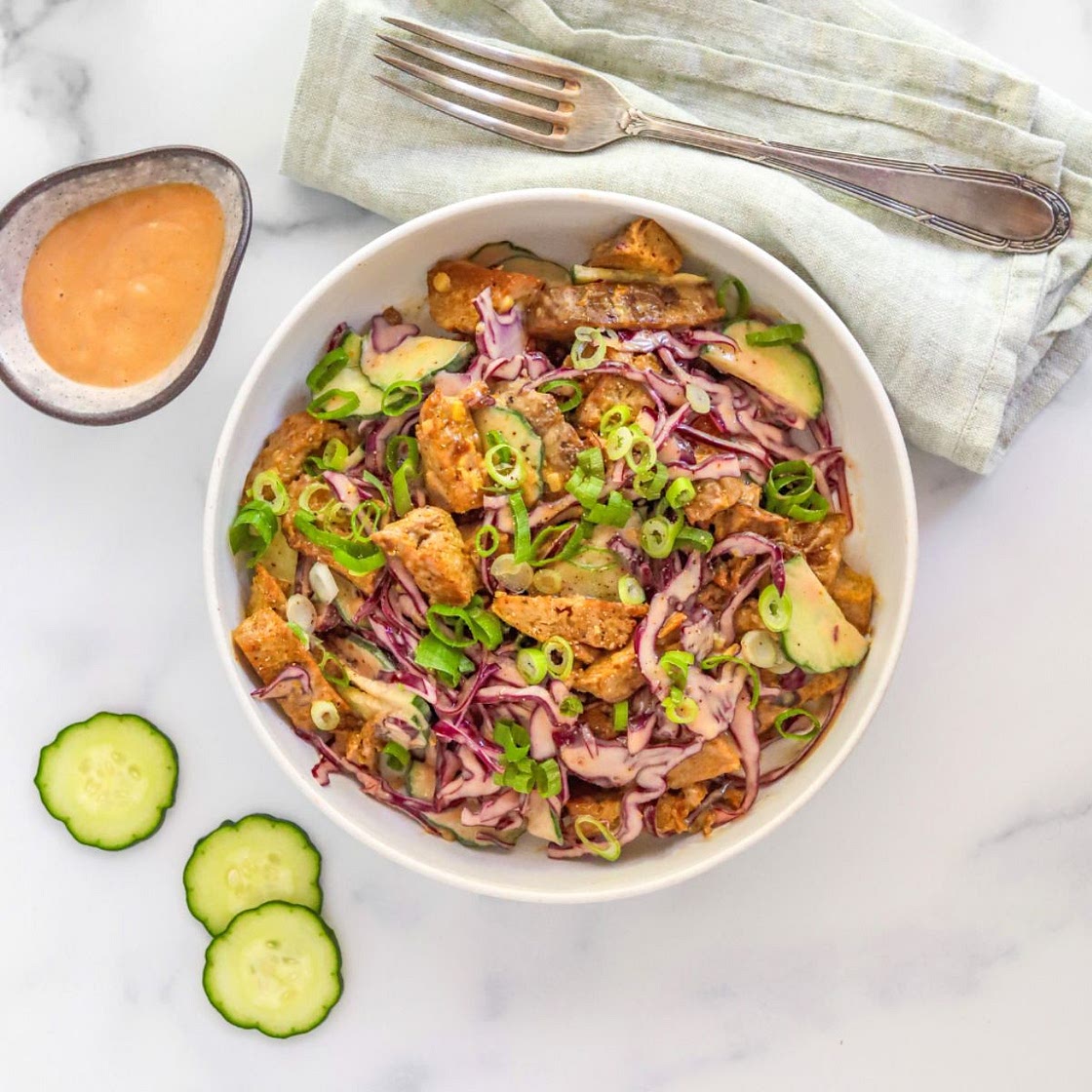 Curried Seitan Salad with Mango Dressing