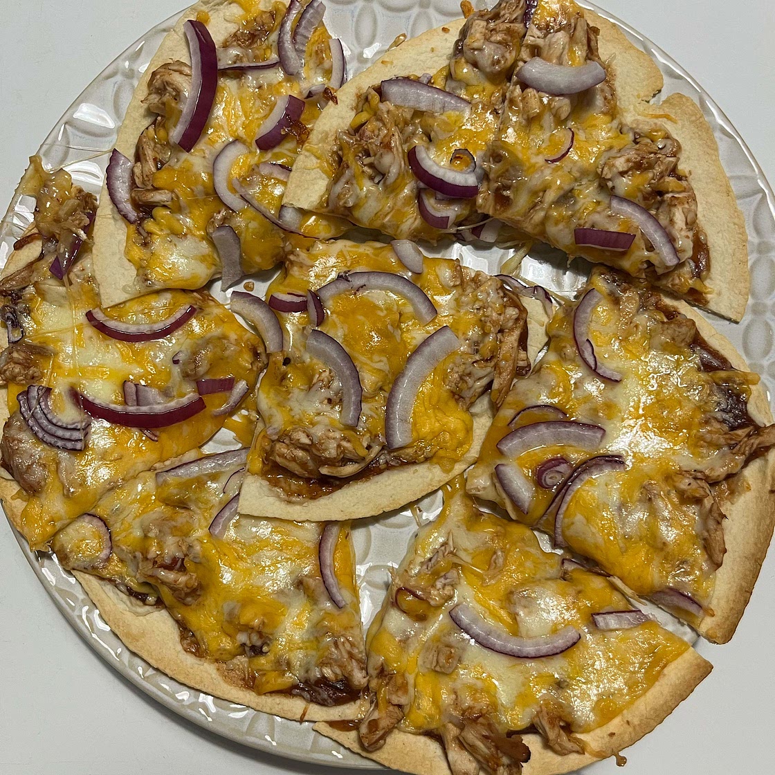 BBQ Chicken Tortilla Pizza(After 3rd week on program)