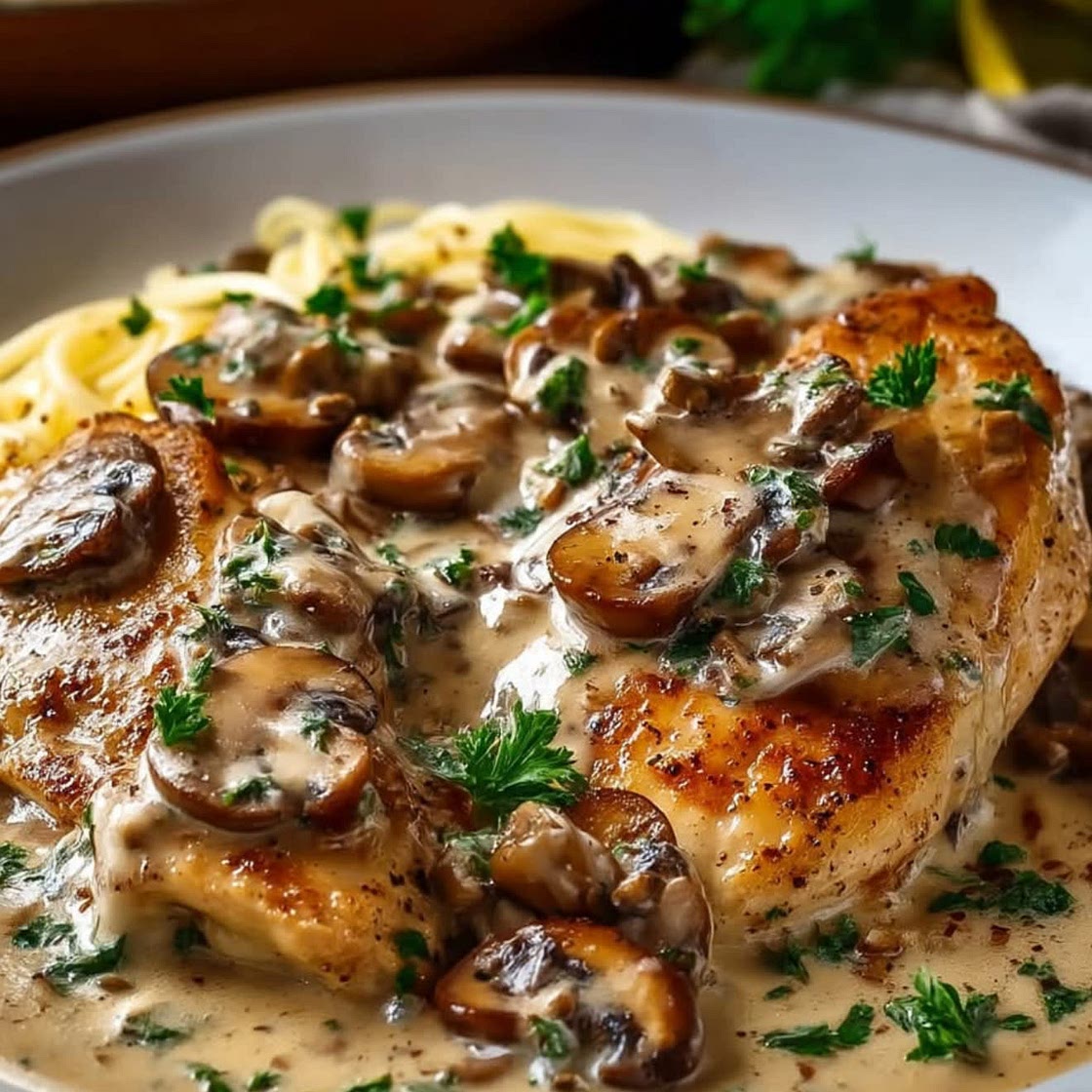 Chicken & Mushroom Skillet in a Creamy Sauce