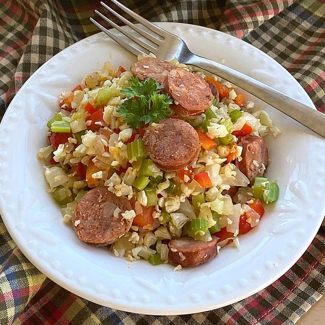 Cajun Cauliflower Rice with Andouille Sausage