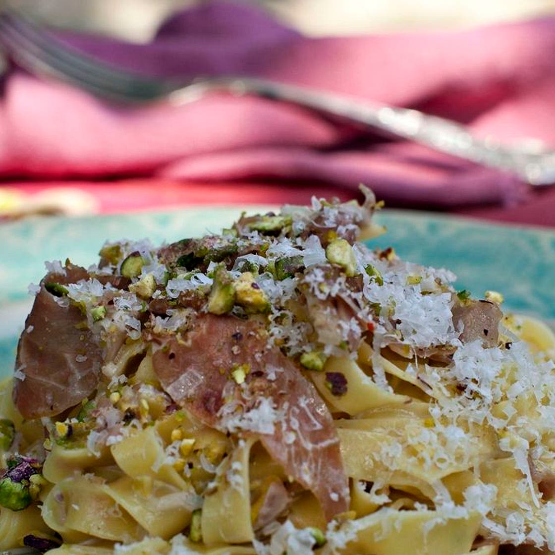 Tagliatelle with Parma Ham and Pistachios