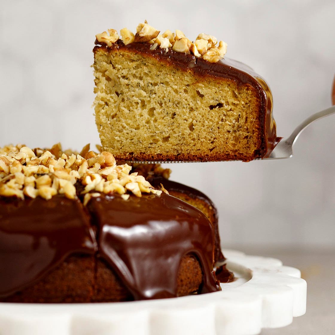 Banana Olive Oil Cake With Mexican Chocolate Ganache