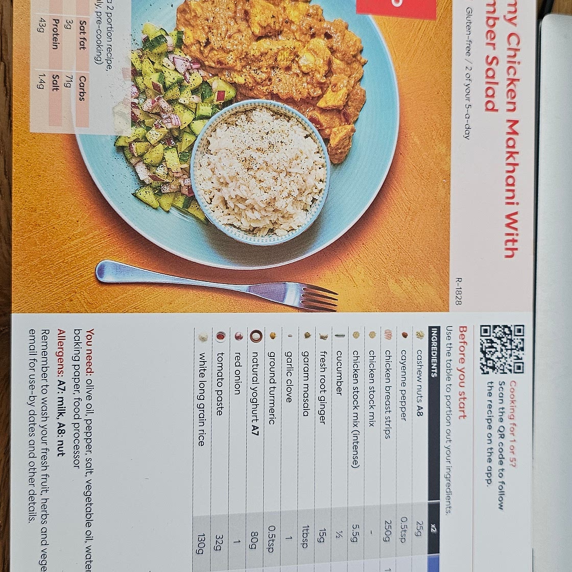 Creamy chicken makhani with cucumber salad