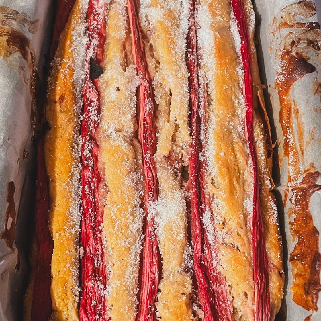 Moist Rhubarb Cake at high altitude 4,500'