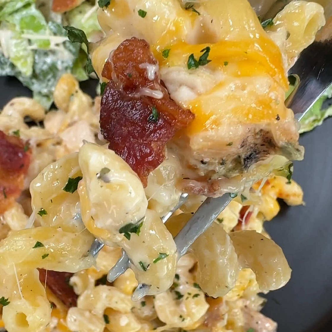 Balanced Chicken Bacon Ranch Alfredo Pasta Bake
