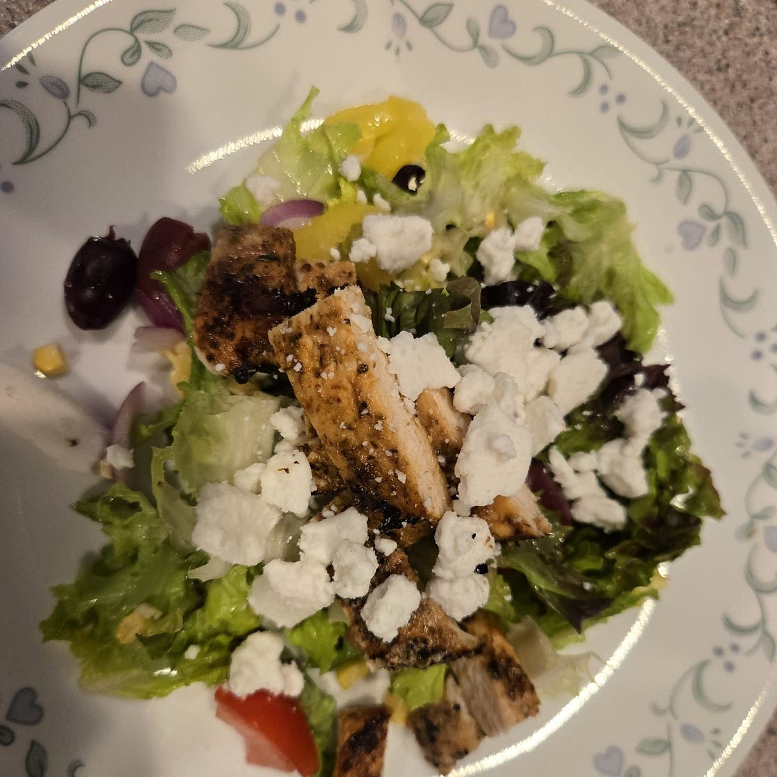 Greek Salad with Marinated and Grilled Chicken Recipe