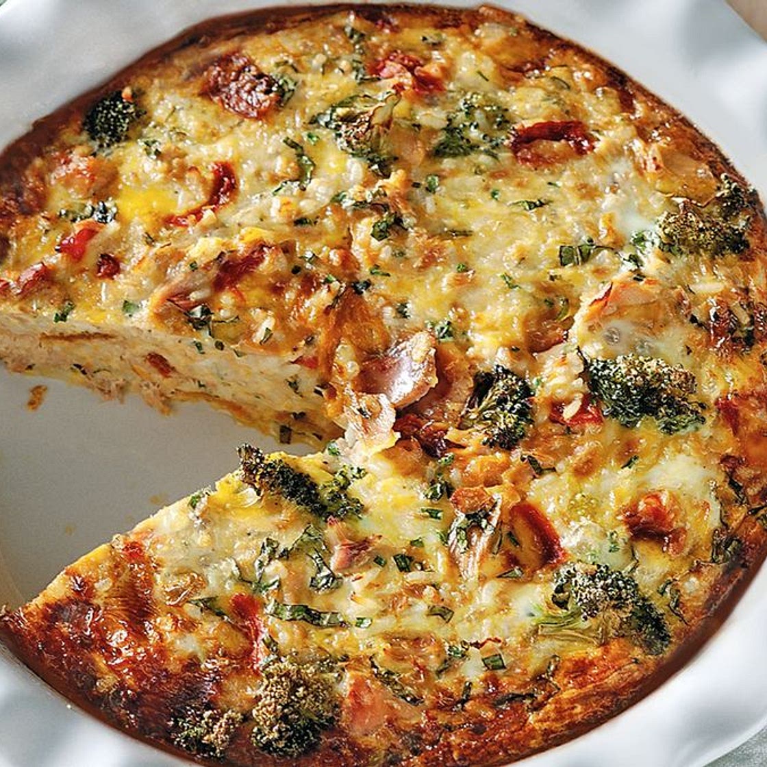 Broccoli and tuna rice pie