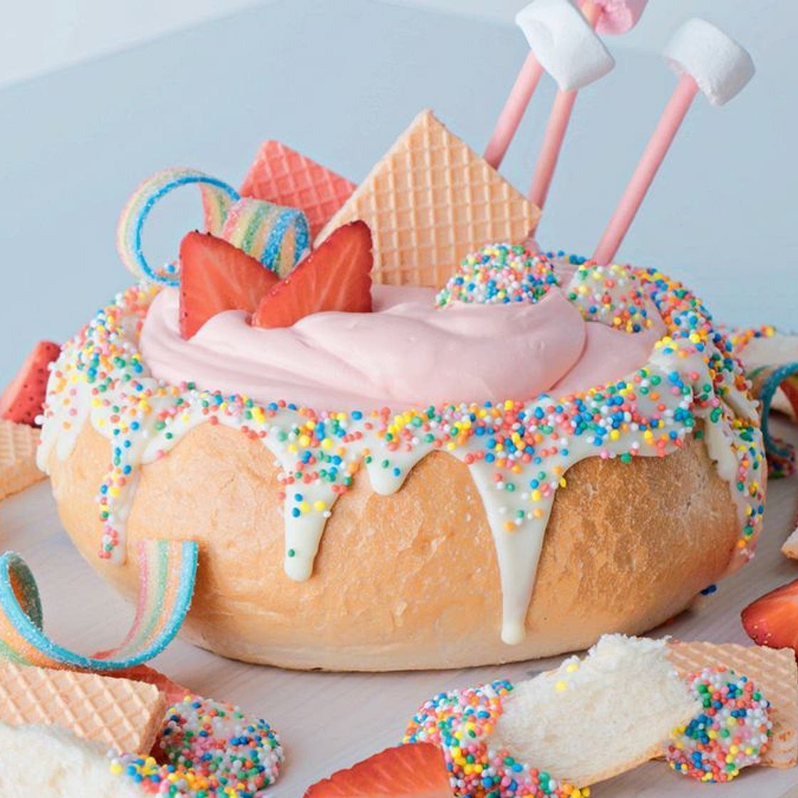 Fairy bread cob loaf dip recipe