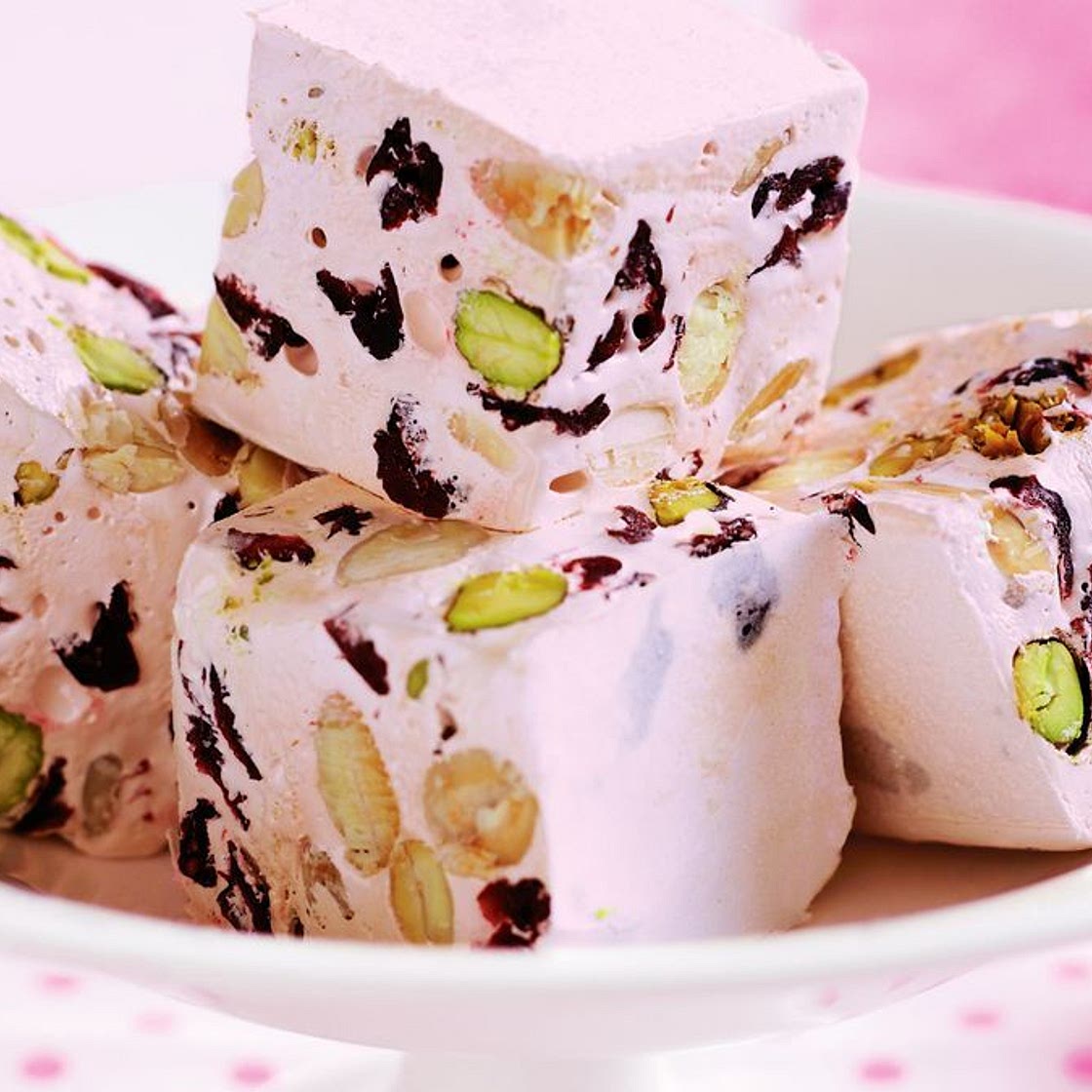 Cranberry and pistachio nougat