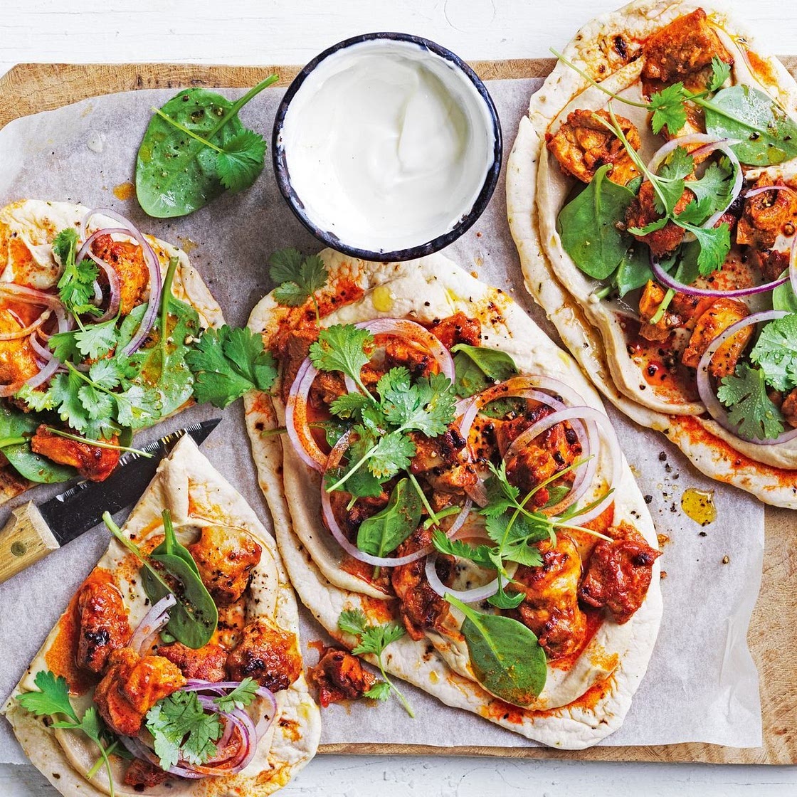 Tandoori chicken with flatbread recipe