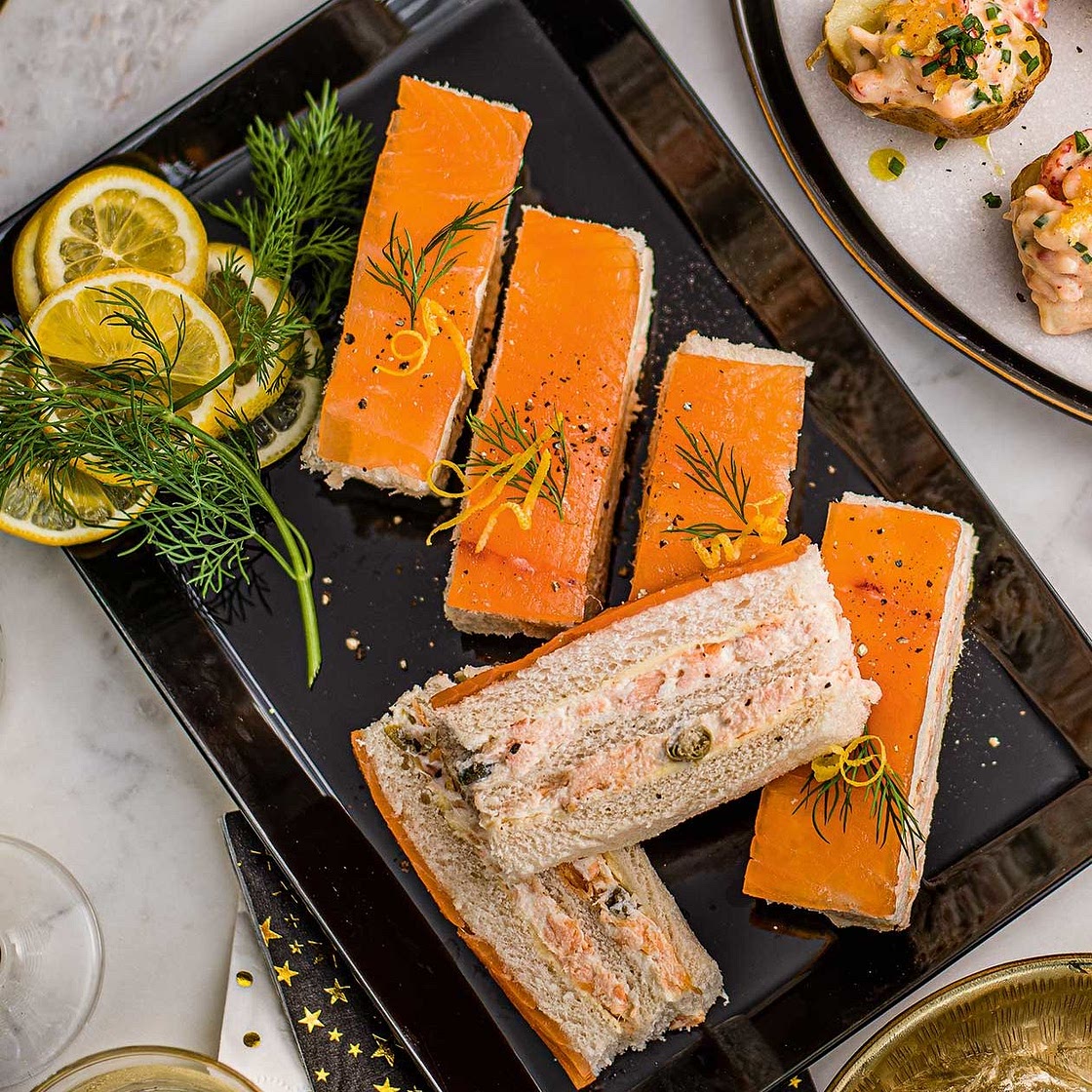 Smoked salmon finger sandwiches