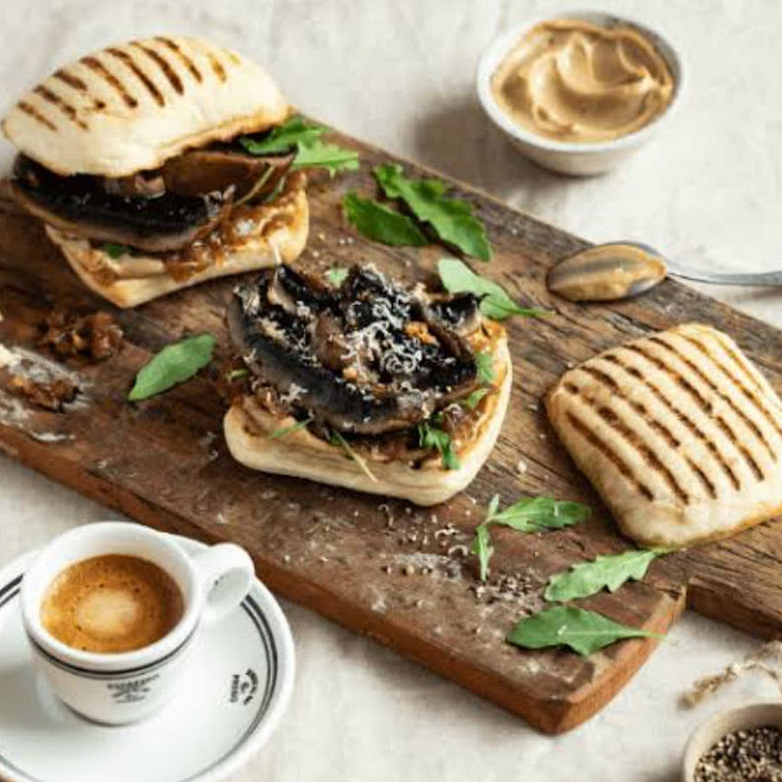 Mushrooms, Bacon & Asparagus on Toasted Ciabatta