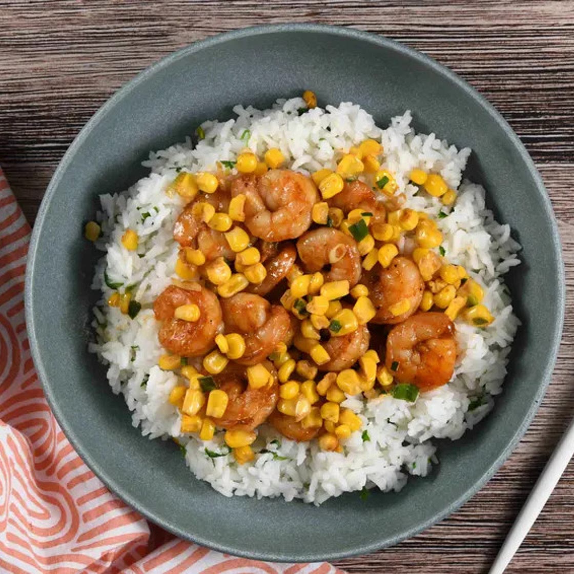 Chipotle Citrus Shrimp with cilantro rice and fiesta corn