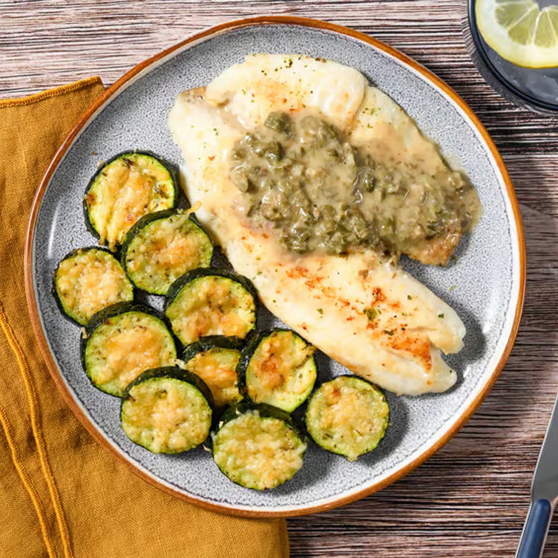 Tilapia Piccata with roasted zucchini