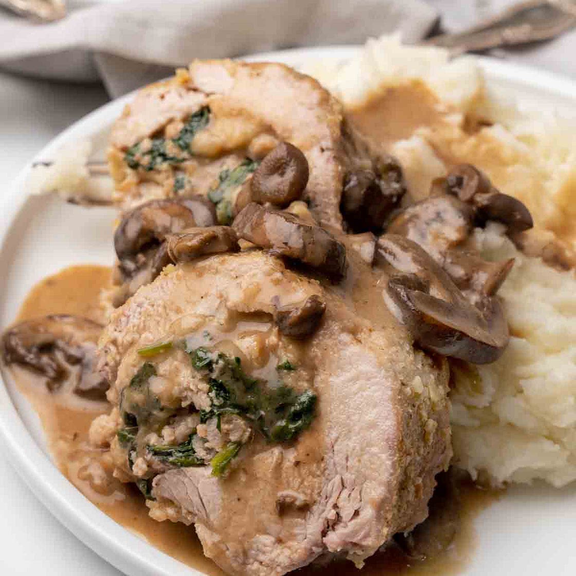 Pork Tenderloin Stuffed with Sausage and Spinach