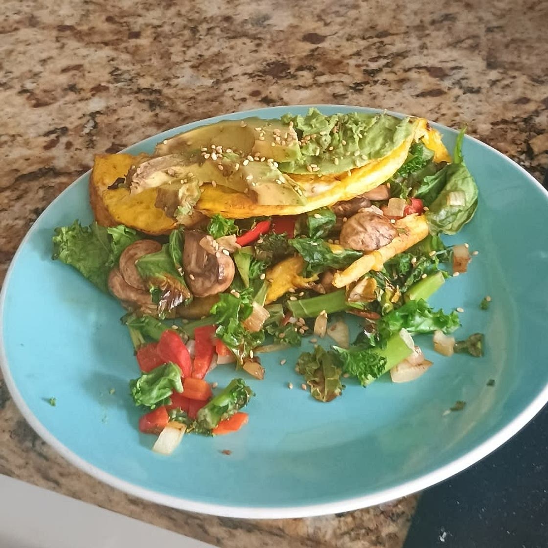 Omelette with Greens & Avocado