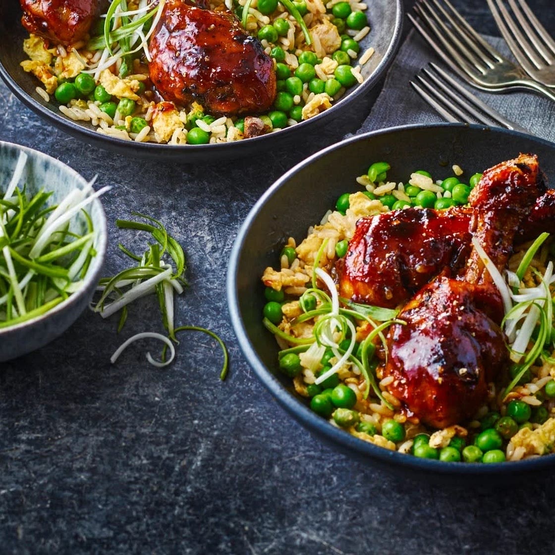 Teriyaki Chicken Drumsticks with Egg-Fried Rice