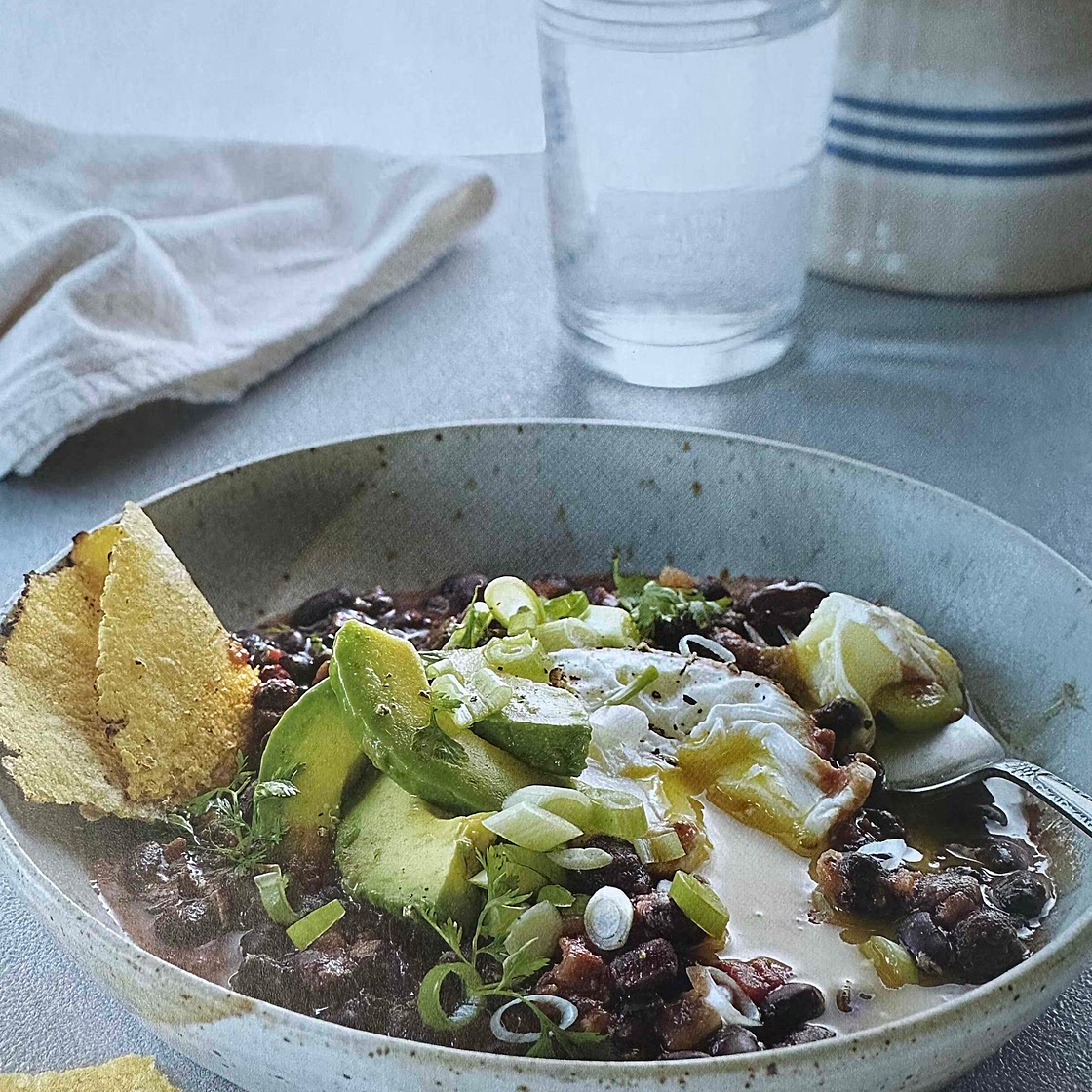 Salsa-Poached Eggs with Black Beans