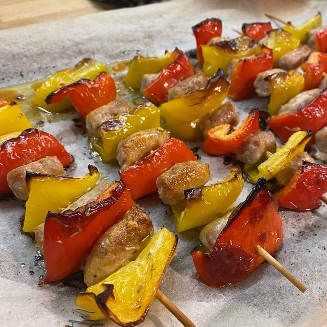 Spiedini carne e peperoni
