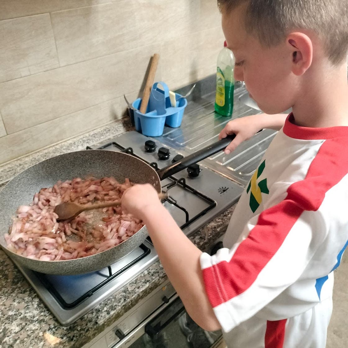 Gamberi e pancetta  fritti