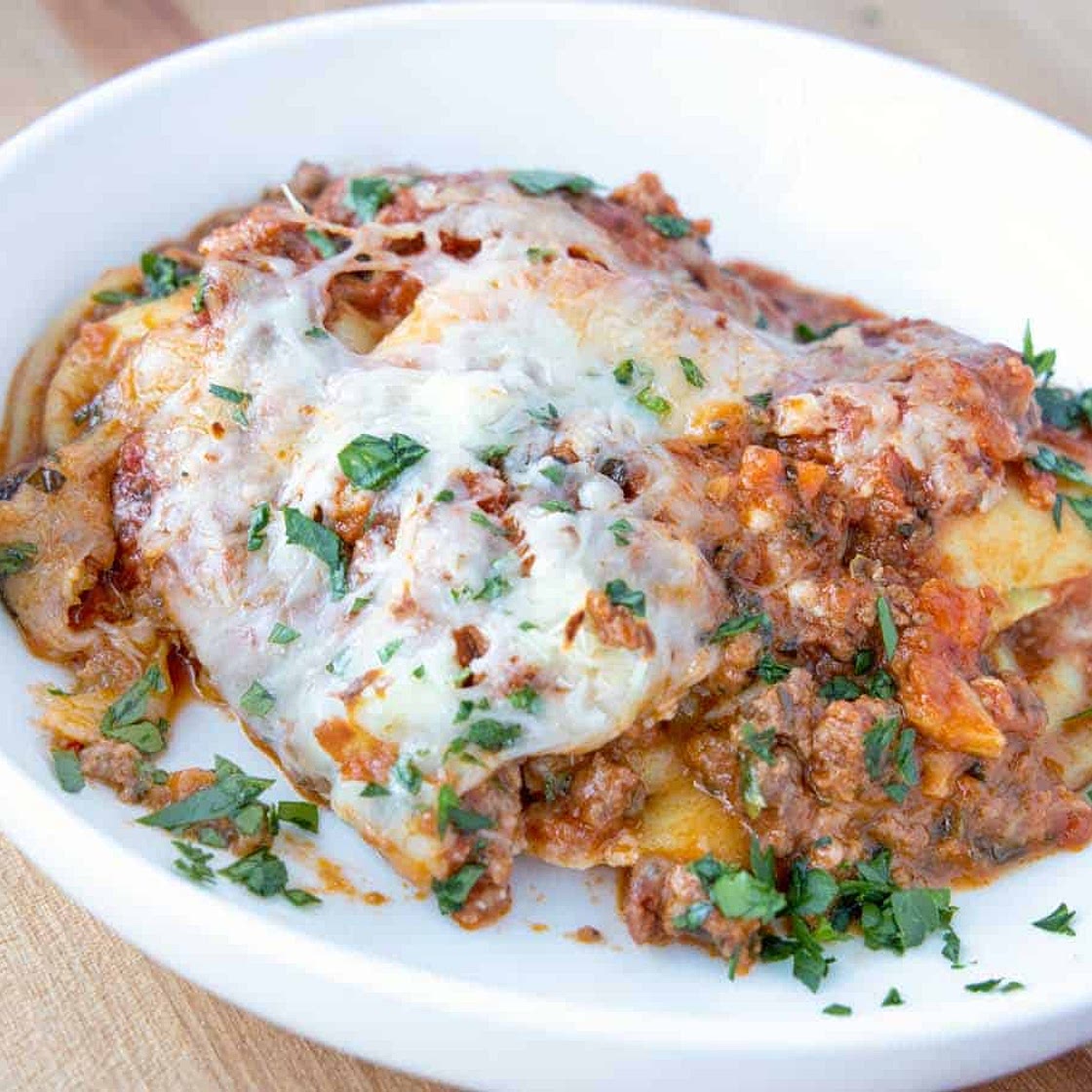 Ravioli Lasagna with Plant Based Bolognese
