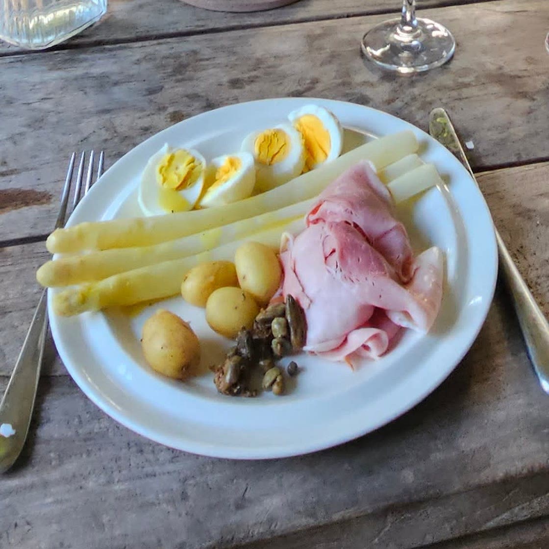 Asparagus, ham, & eggs