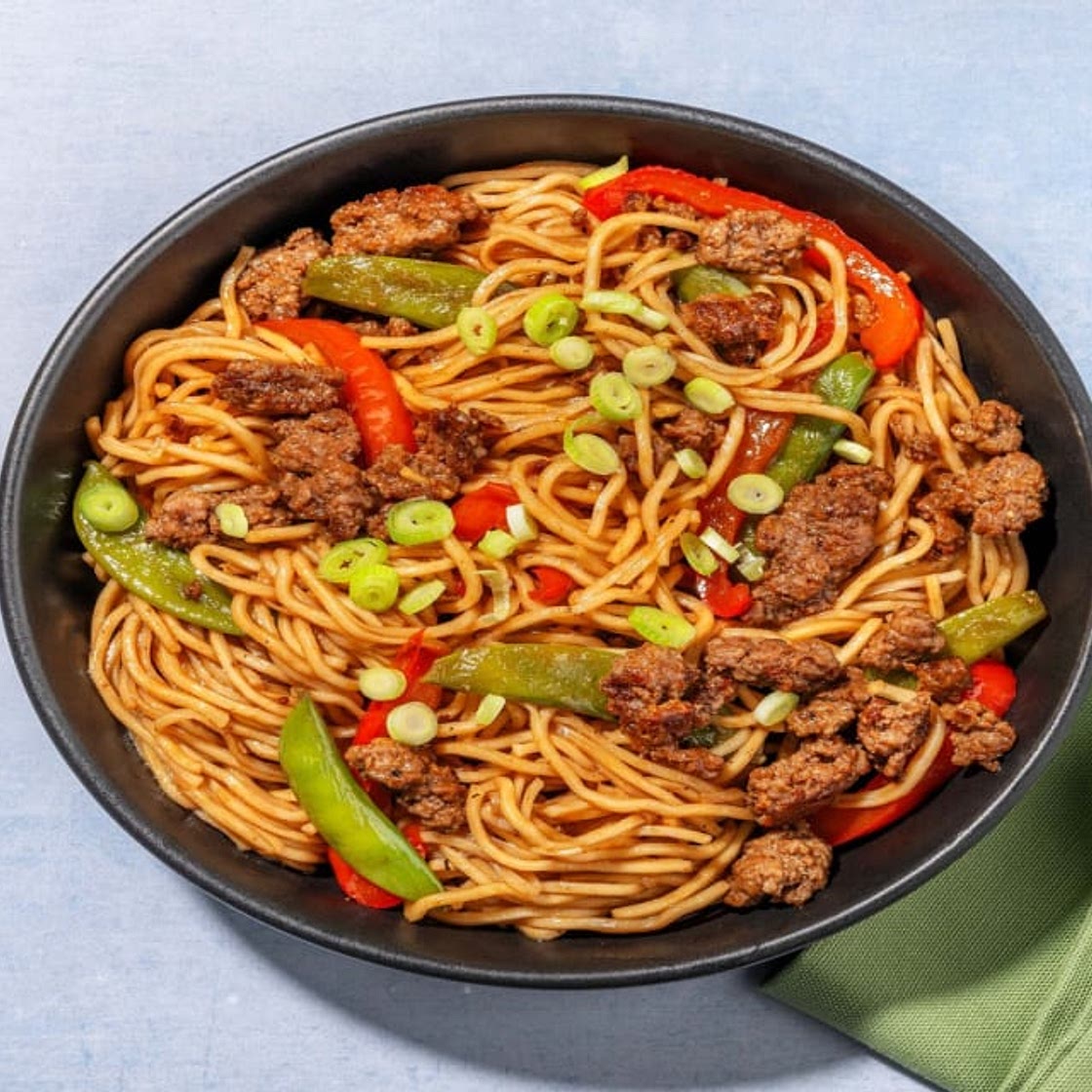 SuperQuick Teriyaki Beef Ramen Bowls with Bell Peppers and Sugar Snap Peas