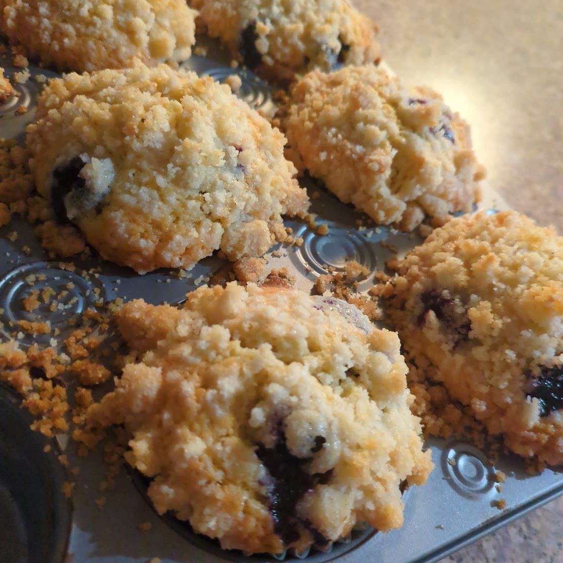 Sourdough Blueberry Muffins with Crumb Topping Recipe