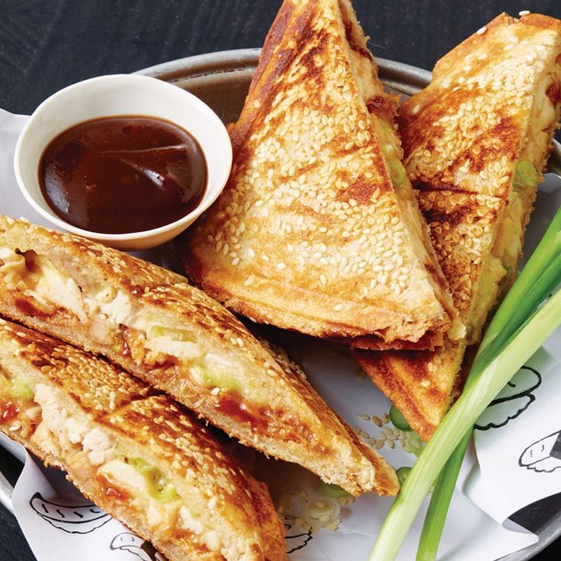Satay chicken and sesame jaffles recipe