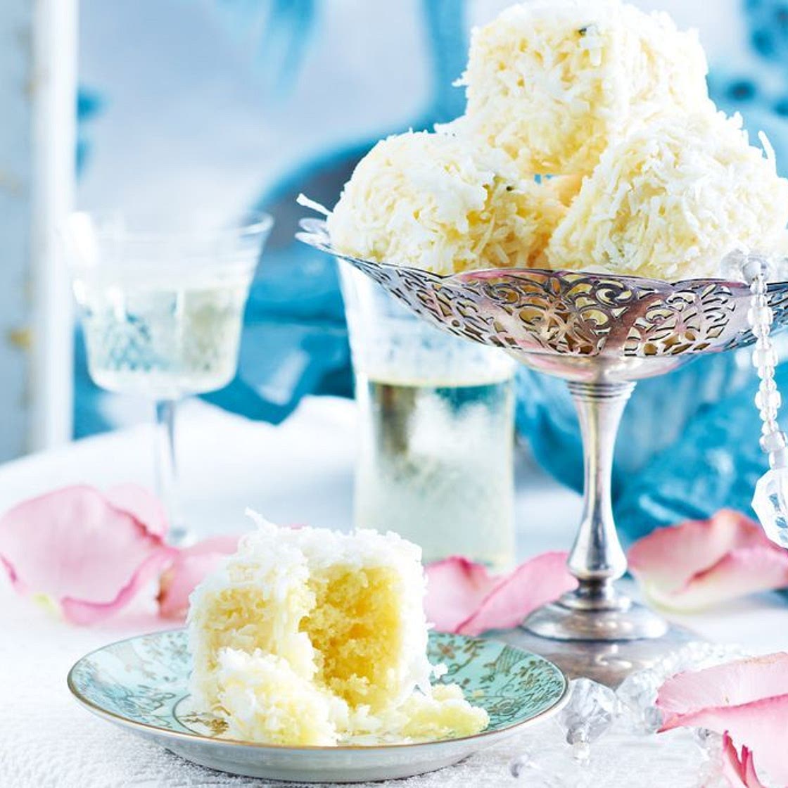 Coconut & passionfruit mini lamingtons