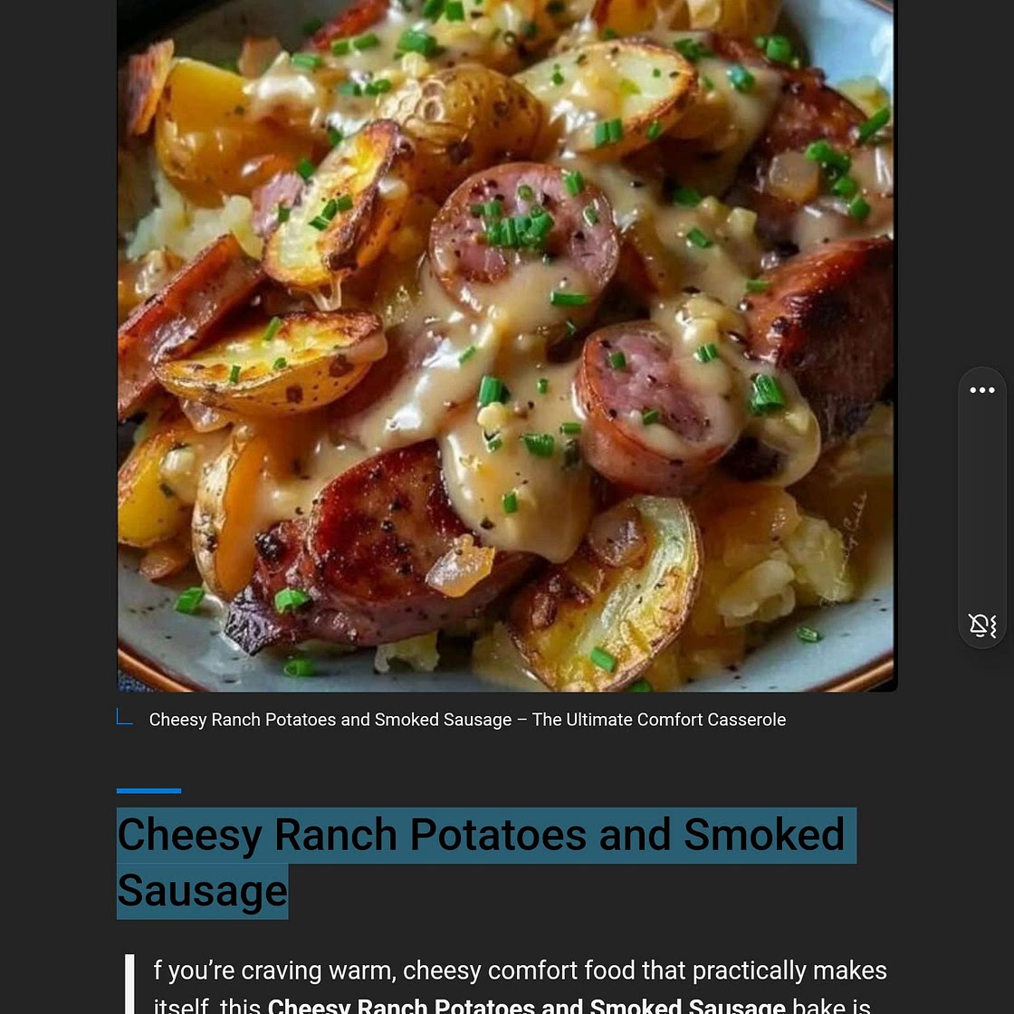 Cheesy Ranch Potatoes and Smoked Sausage