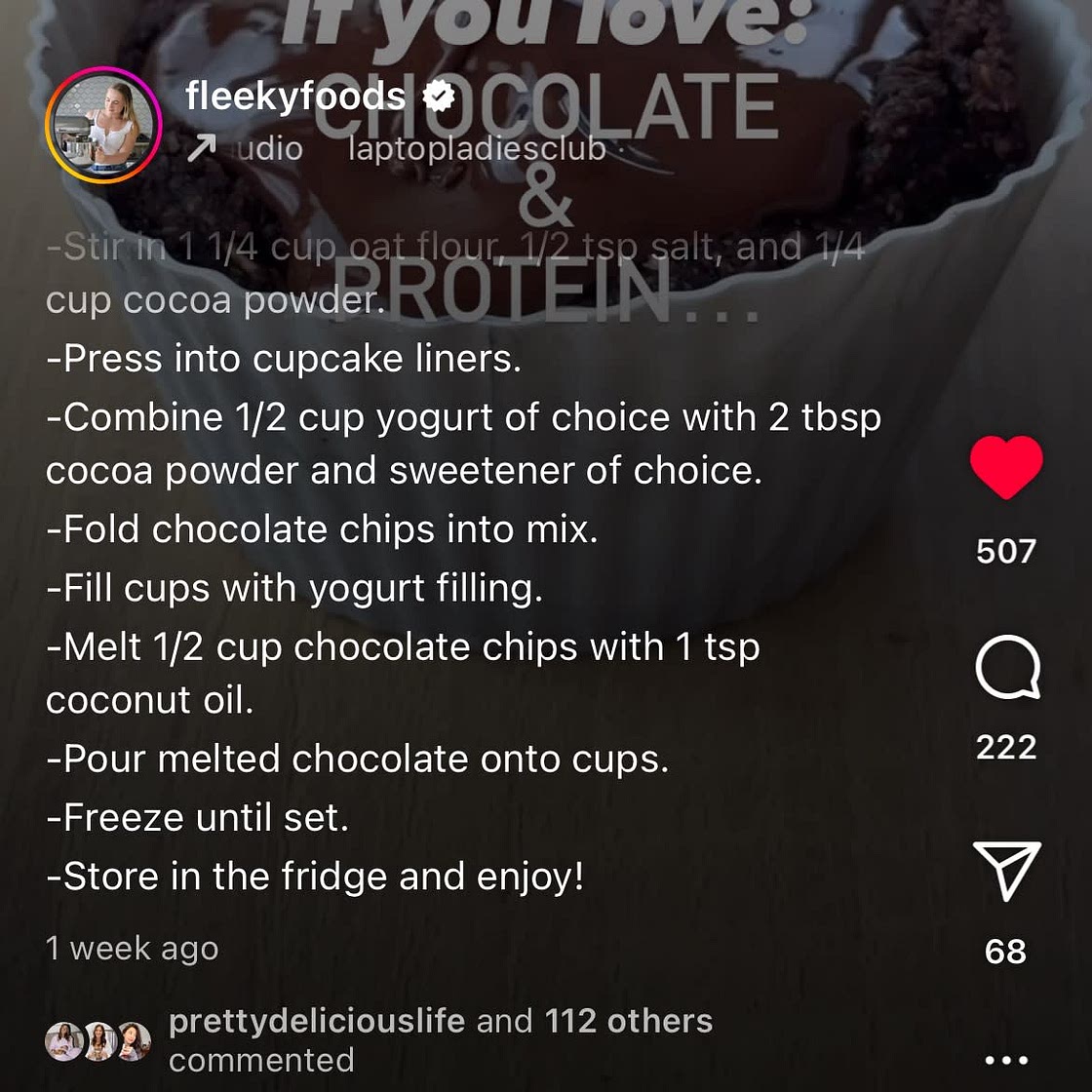Chocolate protein cups