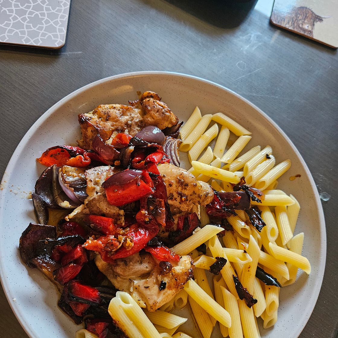 Easy oven chicken and roast veg