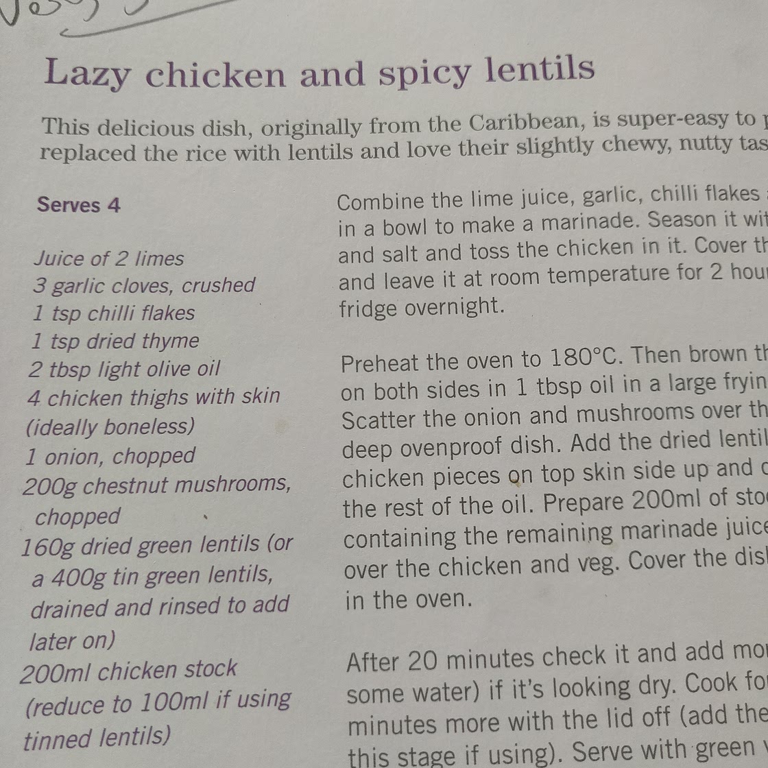 Chicken thighs with spicy lentils