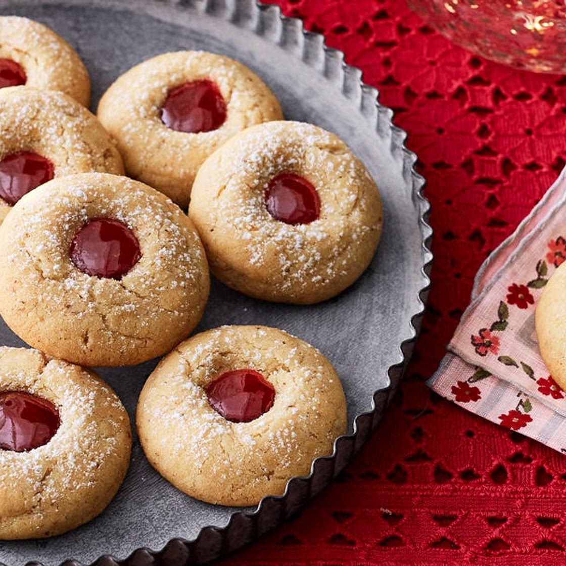 Almond-Raspberry Thumbprint Cookies