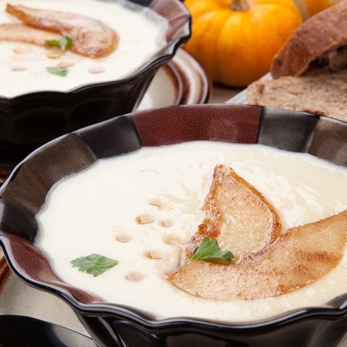 Parsnip and pear soup