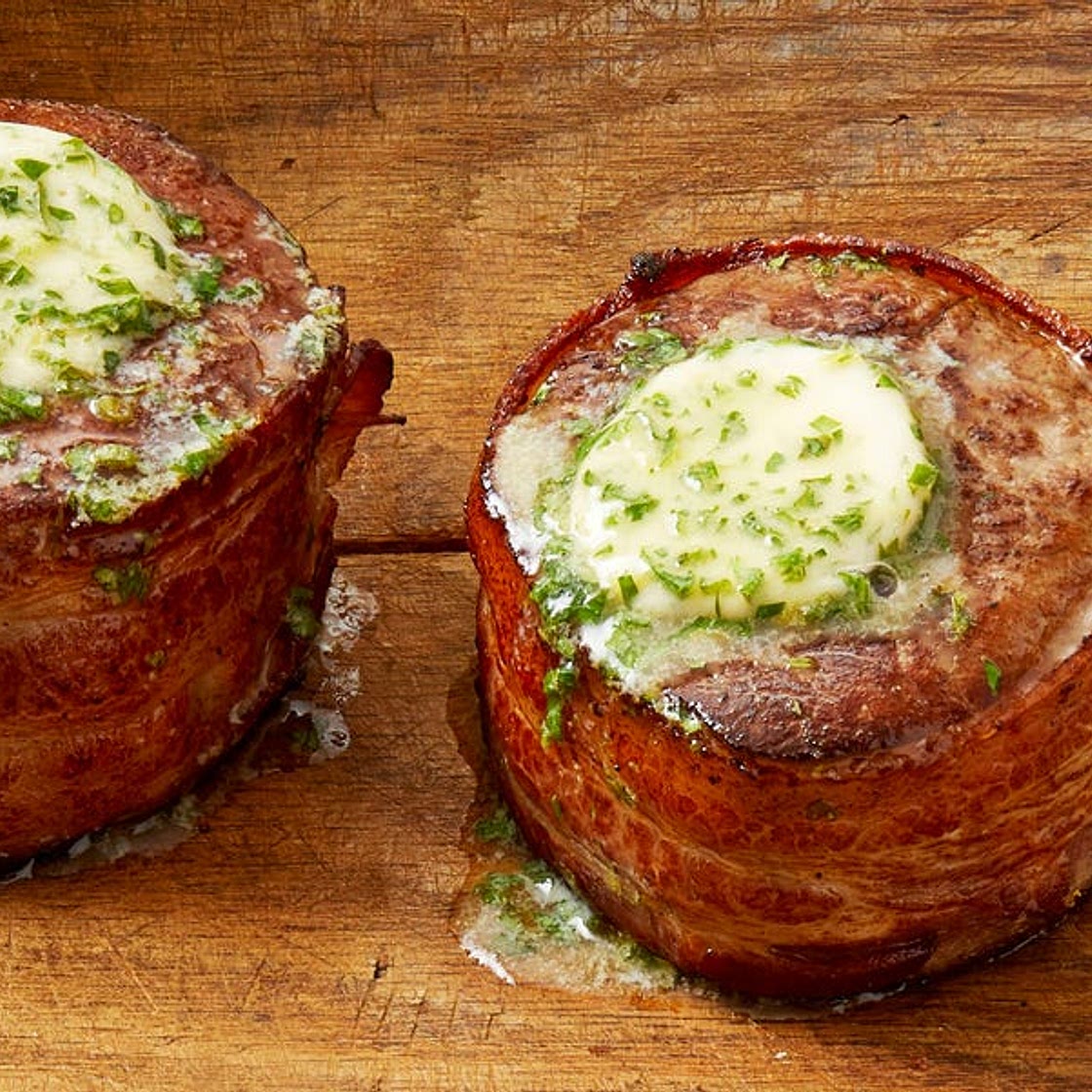 Bacon-Wrapped Filets with Cowboy Butter