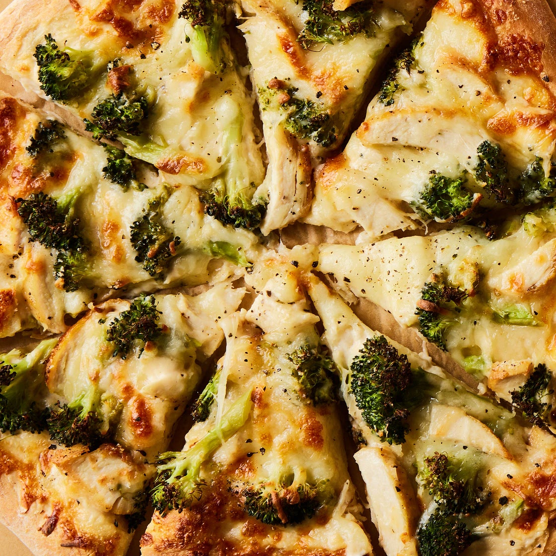 Chicken Broccoli Alfredo Pizza